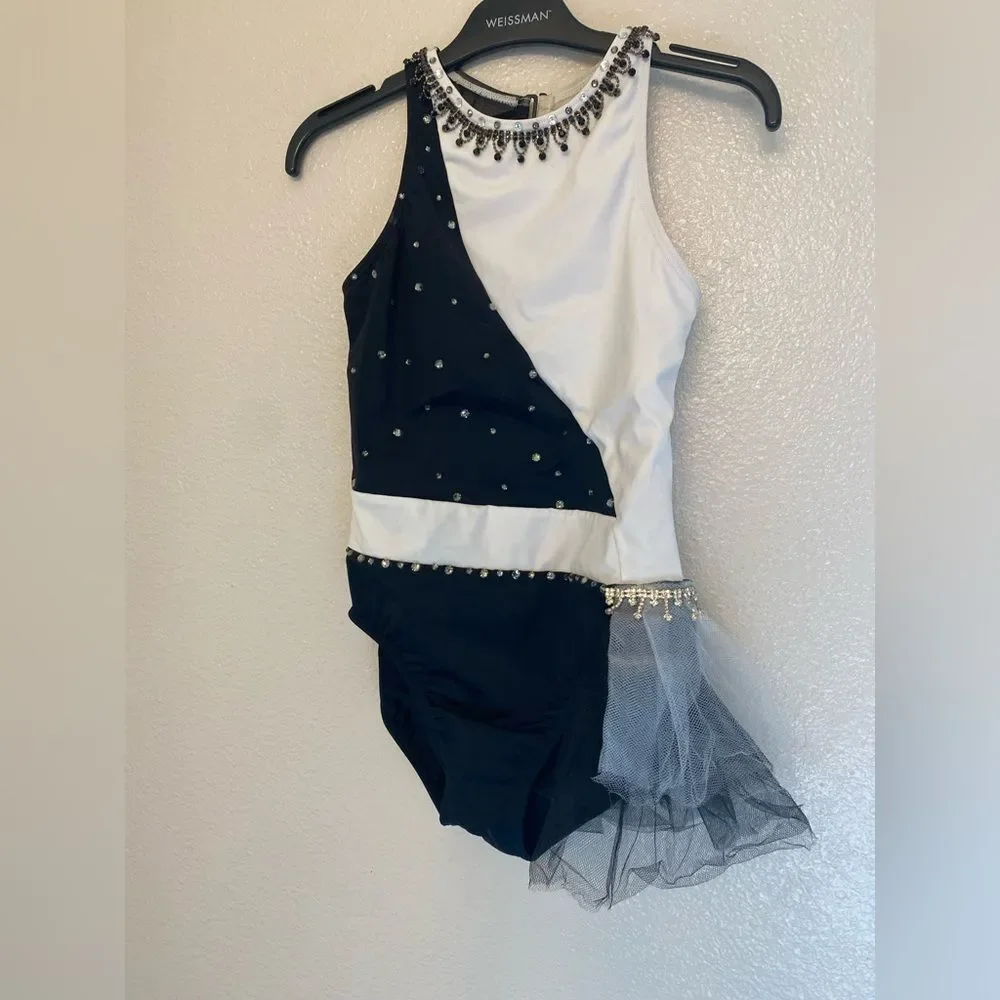 Weissman custom solo dance costume black white  Contrast Leotard MT12225 LC